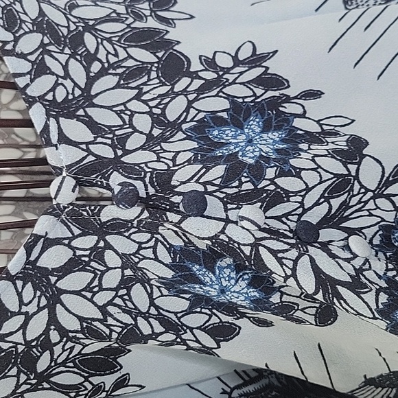 FREE PEOPLE Birds Of A Feather Floral Blue Women's Blouse SIZE XS - Picture 6 of 12